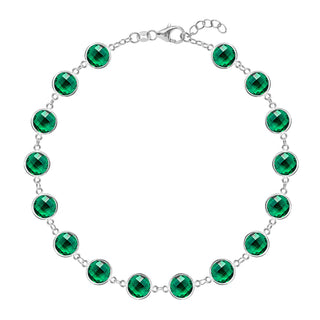 13.44TCW Round Cut Emerald Moissanite May Birthstone Bracelet