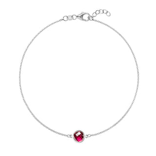 0.40 TCW Round Solitaire Ruby Moissanite July Birthstone Bracelet