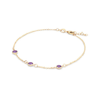 2.25TCW Round Three Strone Amethyst February Birthstone Moissanite Bracelets