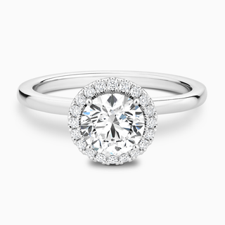 0.35CT Round Cut Halo Moissanite Diamond Engagement Ring For Women