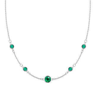 1.84TCW Round Cut Emerald Moissanite May Birthstone Necklace