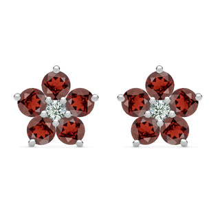 2.90TCW Round Cut Garnet Moissanite Diamond January Birthstone Earrings