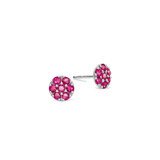 0.84TCW Round Floral Ruby Moissanite July Birthstone Stud Earrings