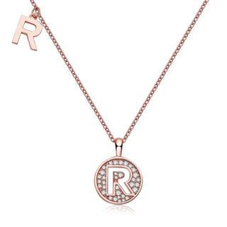 " R " Letter Moissanite Diamond Necklace for Women