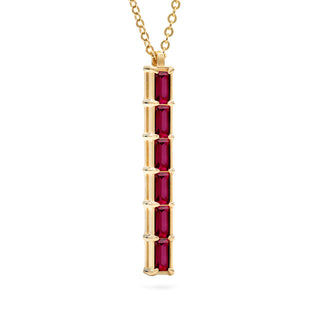 0.84TCW Baguette Cut Ruby Moissanite July Birthstone Necklace