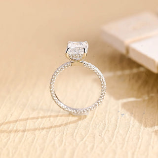 1.50 CT Emerald Cut Hidden Halo Moissanite Engagement Ring