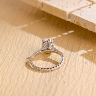 1.0 CT Oval Cut Hidden Halo Moissanite Engagement Ring