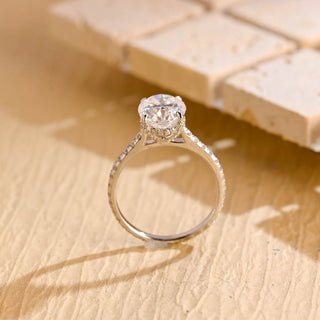 1.0 CT Oval Cut Hidden Halo Moissanite Engagement Ring