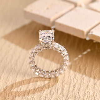 1.0 CT Emerald Cut Hidden Halo Moissanite Engagement Ring