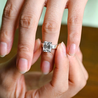 2.50 CT Emerald Cut Diamond Wide Solitaire Moissanite Engagement Ring