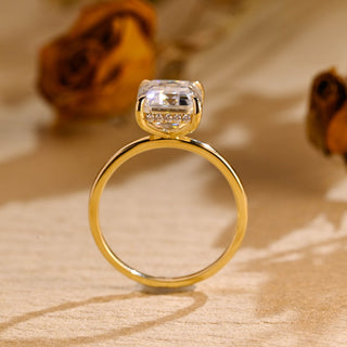 3.50CT Emerald Cut Hidden halo Moissanite Engagement Ring