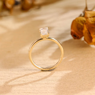 1.50 CT Elongated Emerald Cut Solitaire Moissanite Engagement Ring