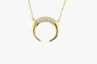 Round Cut Horn Moon Diamond Necklace