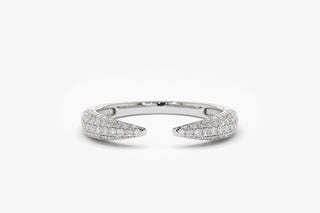 Round Cut Open Claw Micro Pave Diamond Ring for Women