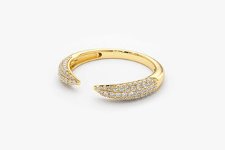 Round Cut Open Claw Micro Pave Diamond Ring for Women