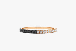 Round Cut Half Black Half White Diamond Full Eternity Band for Her