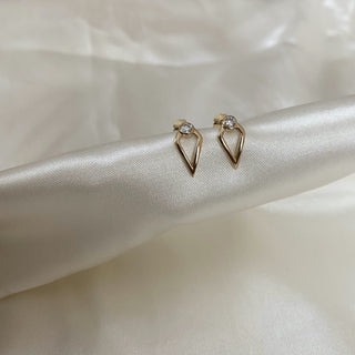 Round Cut Unique Moissanite Diamond Earrings in Yellow Gold