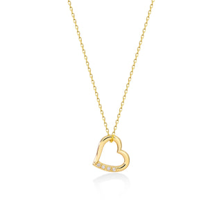 Heart Shape Diamond Moissanite Necklace in 14K Yellow Gold