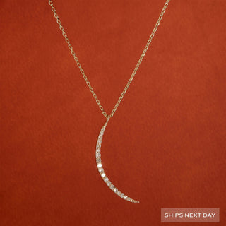 Crescent Moon Moissanite Diamond Necklace for Women