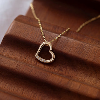 Heart Shape Diamond Moissanite Necklace in 14K Yellow Gold