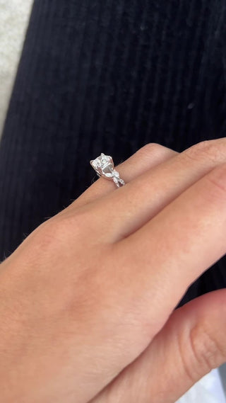 1.0 CT Cushion Cut Moissanite Diamond Twig Engagement Ring