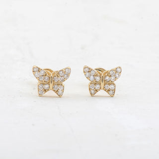 Round Cut Diamond Butterfly Stud Earrings for Women