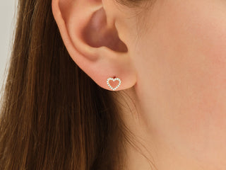 Round Cut Heart-Shaped Moissanite Stud Diamond Earrings For Women