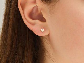 Round Cut Flower Moissanite Stud Diamond Earrings For Women