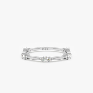 Round Cut Diamond Dainty Wedding Band for Women