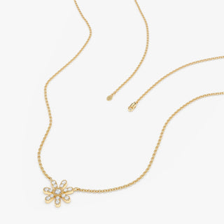 Round Cut Diamond Flower Necklace for Women