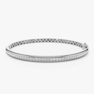 Round Cut Diamond Channel Set Bangle Bracelet for Halloween Gift