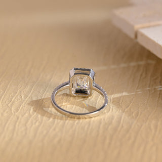 1.50 CT Emerald Cut Halo Diamond Moissanite Engagement Ring