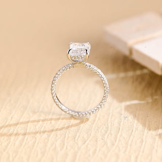 1.50CT Emerald Cut Hidden Halo Moissanite Engagement Ring