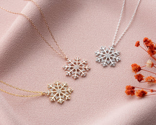 Round Cut Moissanite Diamond Snowflake Pendant for Women