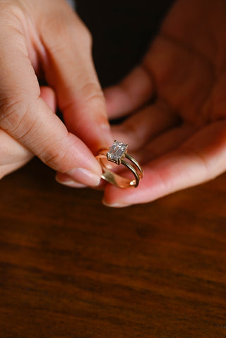 1.0 CT Emerald Cut Unique Solitaire Moissanite Engagement Ring