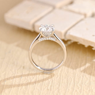 1.0CT Round Brilliant Hidden Halo Moissanite Engagement Ring