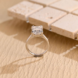 2.0 CT Emerald Cut Solitaire Moissanite Engagement Ring