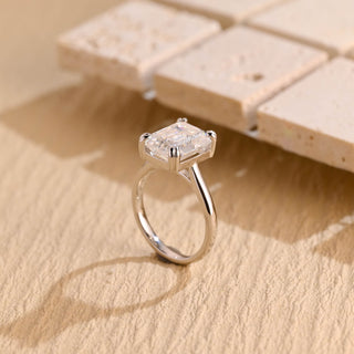 2.0 CT Emerald Cut Solitaire Moissanite Engagement Ring