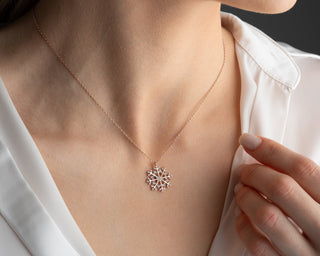 Round Cut Moissanite Diamond Snowflake Pendant for Women