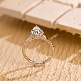 1.0 CT Pear Diamond halo Moissanite Engagement Ring