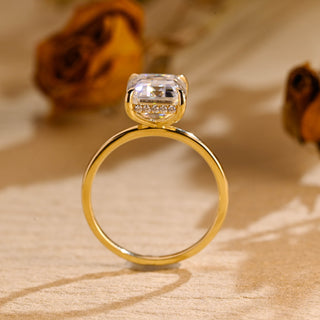 2.50CT Emerald Cut Hidden Halo Moissanite Engagement Ring