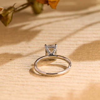 1.0 CT Emerald Cut Hidden Halo Moissanite Engagement Ring