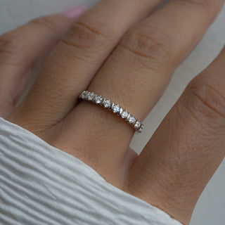 Round Cut Diamond Unique Half Eternity Stacking Ring for Her