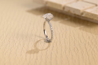 1.0 CT Pear Cut Pave Setting Moissanite Engagement Ring