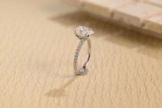 1.0 CT Pear Cut Pave Setting Moissanite Engagement Ring