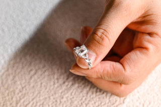 1.50CT Emerald Cut Nature Inspired Moissanite Engagement Ring