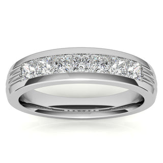 Princess Cut Channel Moissanite Men's Diamond Wedding Band