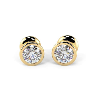 0.8CT Round Cut Bezel Set Moissanite Stud Diamond Earrings For Women