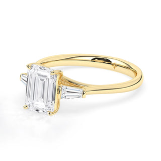 2.0 CT Emerald Cut Three Stone Moissanite Diamond Engagement Ring