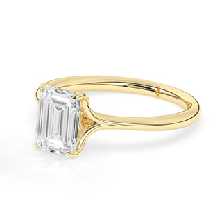 1.0 CT Emerald Cut Solitaire Moissanite Engagement Ring